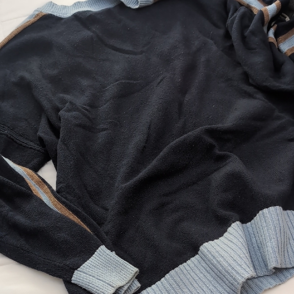 Anthropologie Navy and Brown Crewneck Sweater - Picture 6 of 6
